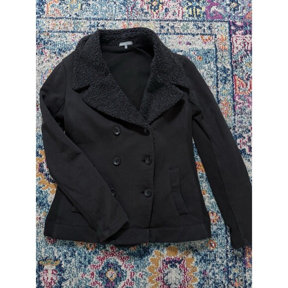 James Perse Los Angeles Sherpa Collar Double Breasted Jacket Size 3 - Picture 6 of 12